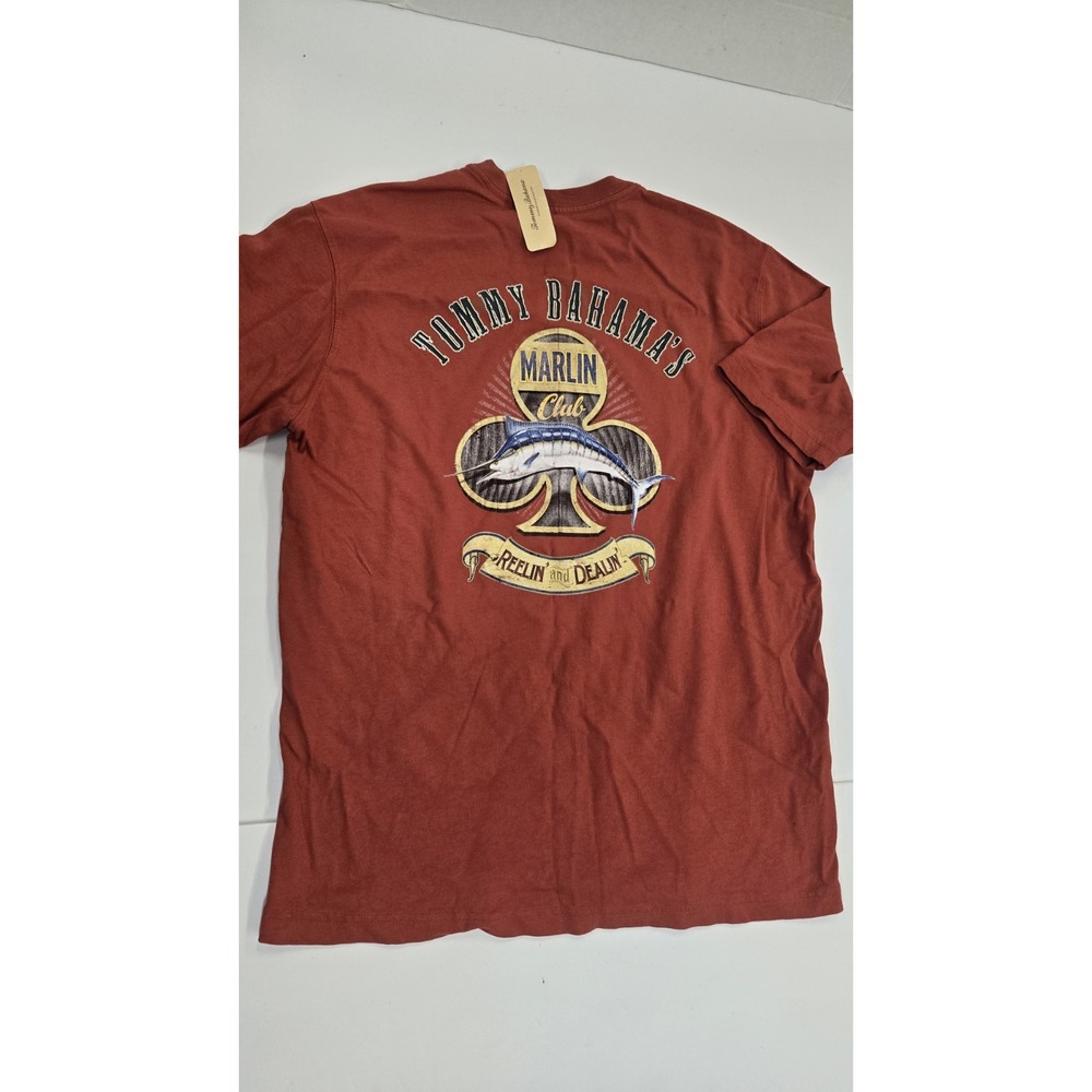 NWT Tommy Bahama Marlin Club T-Shirt Medium Red Reelin Dealin Poker Graphic Tee